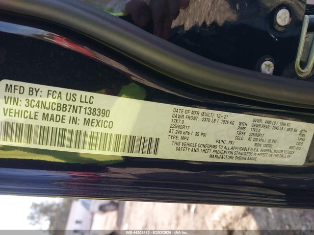 Aukcja sprzedaży 2022 Jeep Compass Latitude Fwd, vin: 3C4NJCBB7NT138390, numer aukcji: 44305882