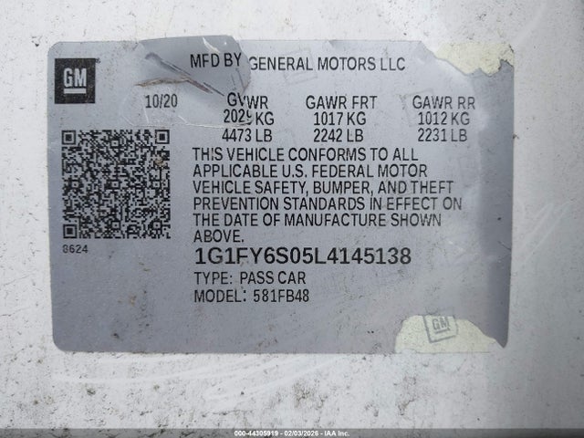 1G1FY6S05L4145138 Chevrolet Bolt Ev Fwd Lt