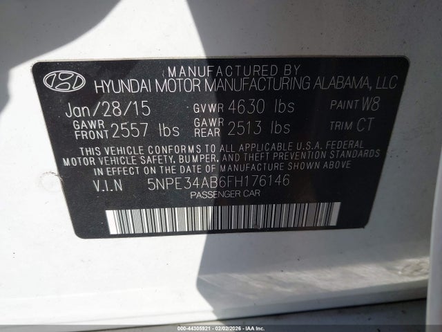 2015 HYUNDAI SONATA 5NPE34AB6FH176146 Photo 8
