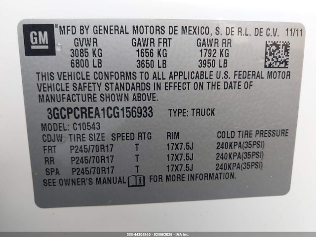 Продажа на аукционе авто 2012 Chevrolet Silverado 1500 Ls, vin: 3GCPCREA1CG156933, номер лота: 44305940