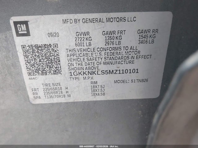 Продажа на аукционе авто 2021 Gmc Acadia Fwd Sle, vin: 1GKKNKLS5MZ110101, номер лота: 44305957