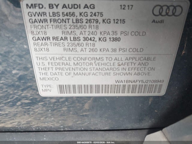 2018 AUDI Q5 WA1BNAFY5J2108949 Photo 8
