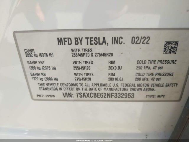 2022 TESLA MODEL X 7SAXCBE62NF332953 Photo 8