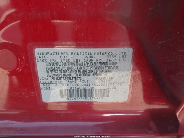 Nissan Versa 1.6 Sv 2014 3N1CN7AP4EL876473 Image 9