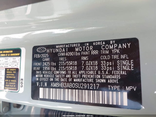 KM8HB3AB0SU291217 Hyundai Kona Sel