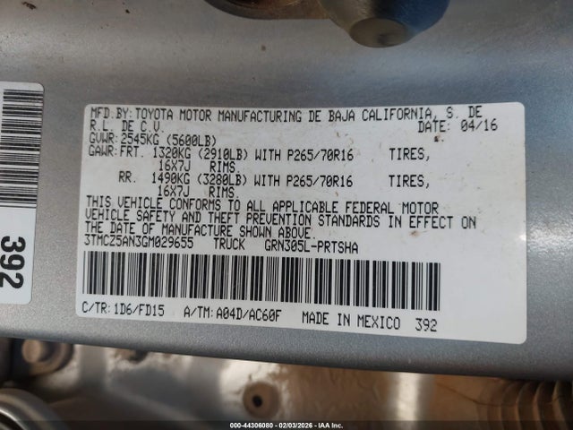 3TMCZ5AN3GM029655 Toyota Tacoma Trd Off Road