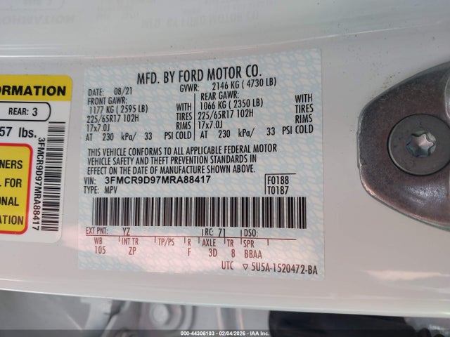 Ford Bronco Sport Badlands 2021 3FMCR9D97MRA88417 Image 9