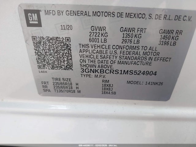 Продажа на аукционе авто 2021 Chevrolet Blazer Fwd 2lt, vin: 3GNKBCRS1MS524904, номер лота: 44306111