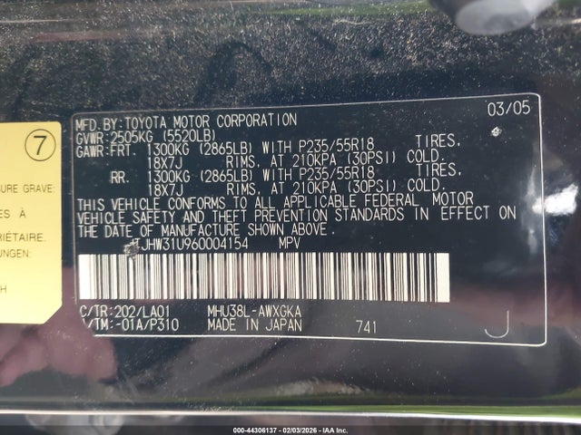 2006 Lexus Rx 400h მანქანა იყიდება აუქციონზე, vin: JTJHW31U960004154, აუქციონის ნომერი: 44306137