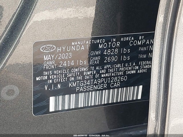 Aukcja sprzedaży 2023 Genesis G70 2.0t Awd, vin: KMTG34TA9PU128260, numer aukcji: 44306150