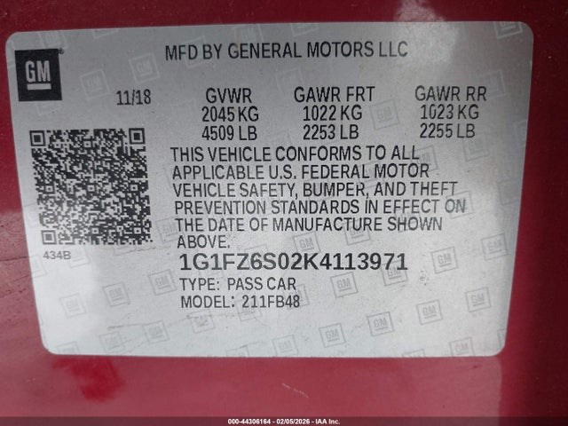 1G1FZ6S02K4113971 Chevrolet Bolt Ev Premier