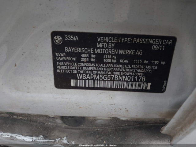 2011 BMW 335I WBAPM5G57BNN01178 Photo 8