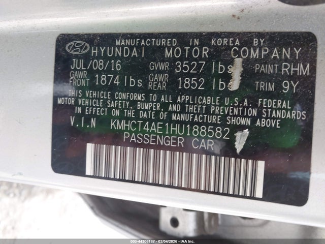 KMHCT4AE1HU188582 Hyundai ACCENT SE