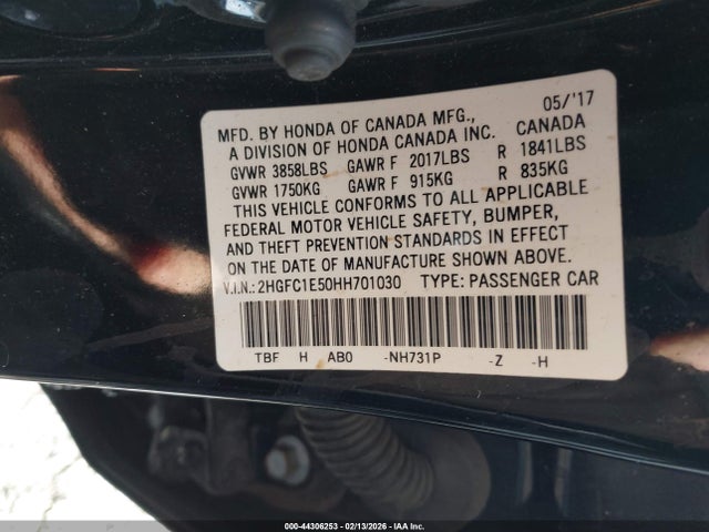 Honda CIVIC SI 2017 2HGFC1E50HH701030 Image 9