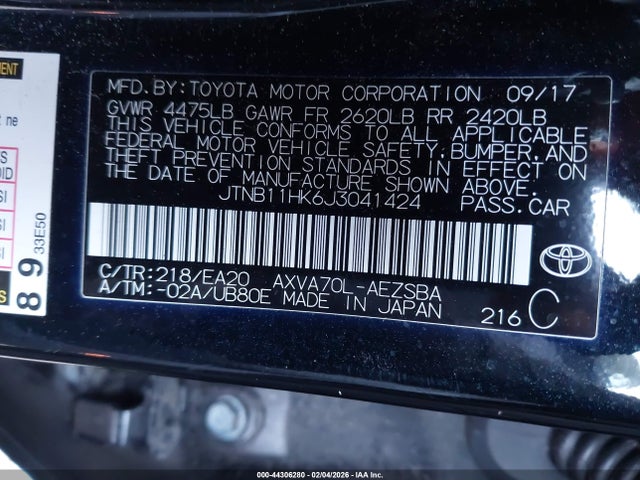 JTNB11HK6J3041424 Toyota CAMRY SE
