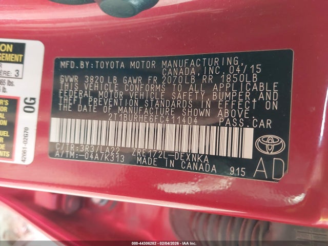 Toyota Corolla Le Premium 2015 2T1BURHE6FC411404 Image 9