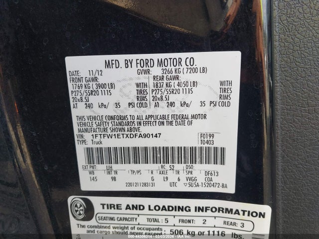 2013 FORD F-150 1FTFW1ETXDFA90147 Photo 8