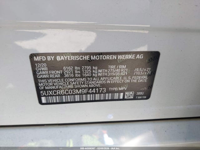Продаж на аукціоні авто 2021 Bmw X5 Xdrive40i, vin: 5UXCR6C03M9F44173, номер лоту: 44306367