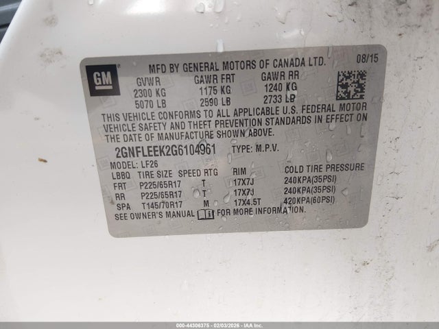 Chevrolet EQUINOX LS 2016 2GNFLEEK2G6104961 Image 9