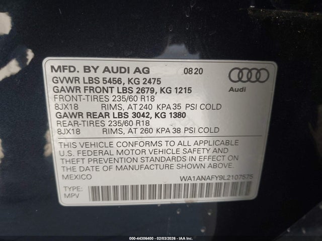 2020 AUDI Q5 WA1ANAFY9L2107575 Photo 8