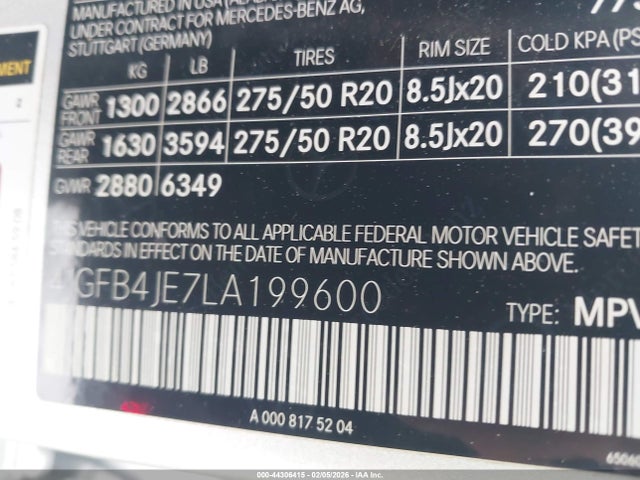 Aukcja sprzedaży 2020 Mercedes-benz Gle 350, vin: 4JGFB4JE7LA199600, numer aukcji: 44306415