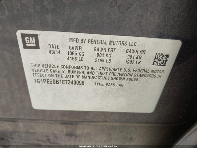 2014 CHEVROLET CRUZE 1G1PE5SB1E7340096 Photo 8