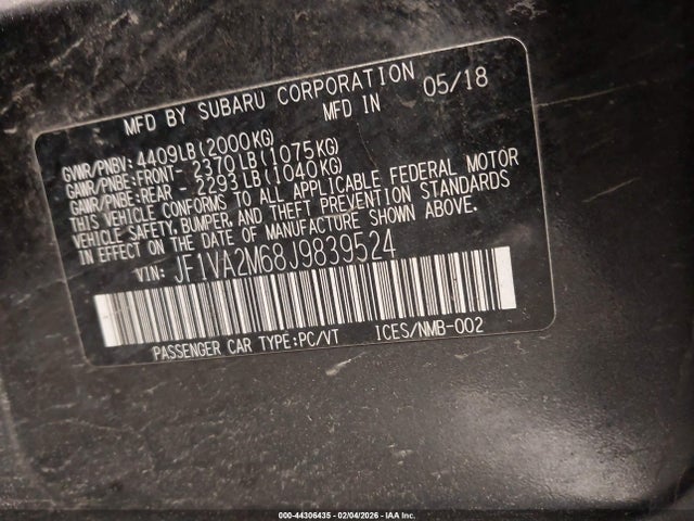 2018 SUBARU WRX STI JF1VA2M68J9839524 Photo 8