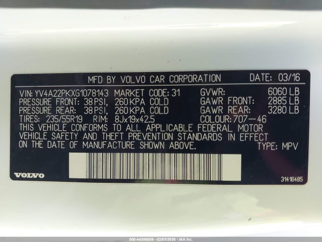 YV4A22PKXG1078143 Volvo Xc90 T6 Momentum