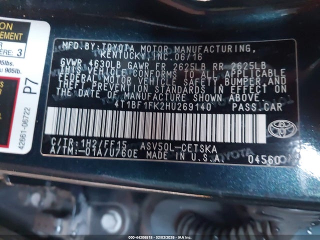 4T1BF1FK2HU269140 Toyota CAMRY SE