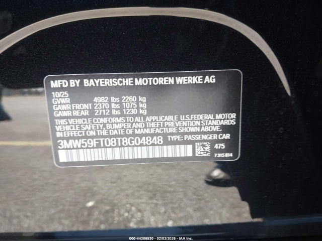 3MW59FT08T8G04848 BMW M340i Na