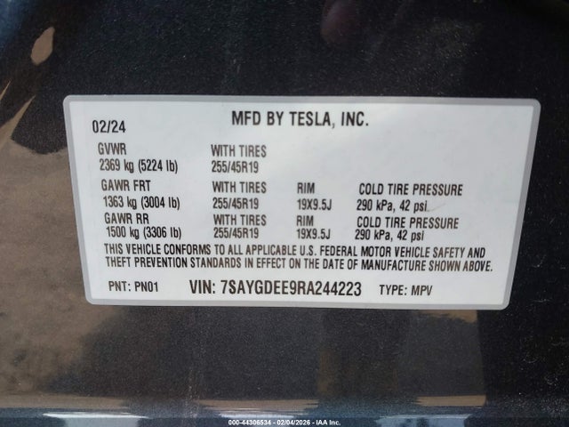 2024 TESLA MODEL Y 7SAYGDEE9RA244223 Photo 8
