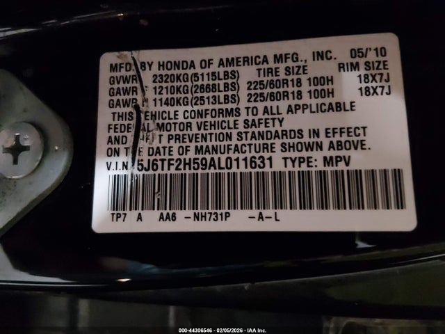 2010 HONDA ACCORD CROSSTOUR 5J6TF2H59AL011631 Photo 8