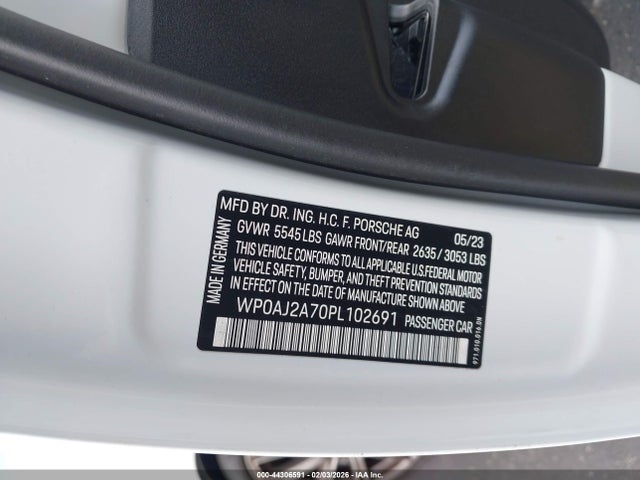 44306591 :رقم المزاد ، WP0AJ2A70PL102691 vin ، 2023 Porsche Panamera 4/4 Platinum Edition/platinum Edition مزاد بيع