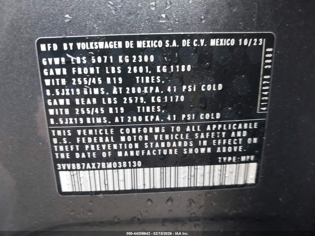 Продаж на аукціоні авто 2024 Volkswagen Tiguan 2.0t Se R-line Black, vin: 3VV8B7AX7RM038130, номер лоту: 44306642