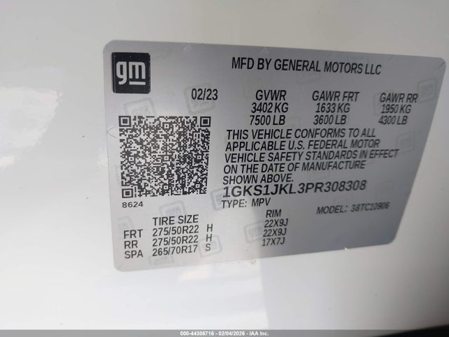 1GKS1JKL3PR308308 GMC YUKON XL DENALI