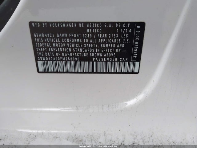 3VWD17AJ0FM258990 Volkswagen Jetta 1.8t Se