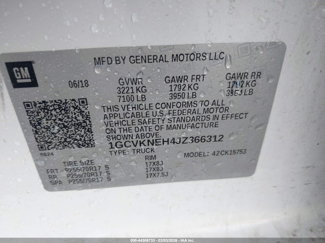 1GCVKNEH4JZ366312 Chevrolet Silverado 1500 Wt