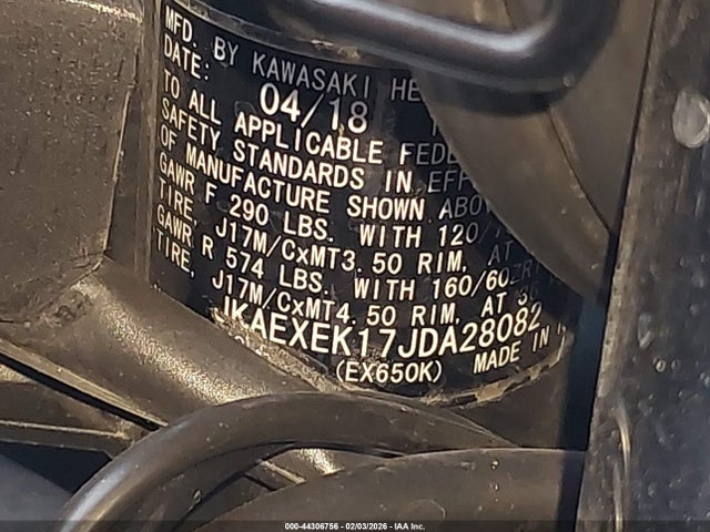 2018 KAWASAKI EX650 JKAEXEK17JDA28082 Photo 9