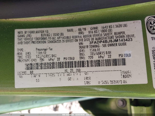 Ford FIESTA SE 2018 3FADP4BJ8JM143423 Image 9