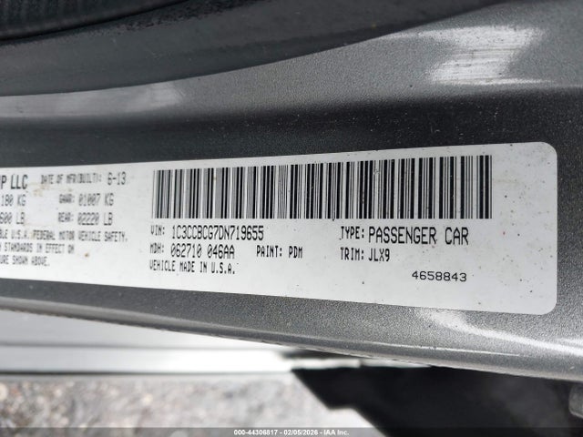 2013 Chrysler 200 Limited მანქანა იყიდება აუქციონზე, vin: 1C3CCBCG7DN719655, აუქციონის ნომერი: 44306817