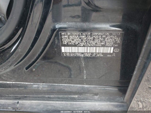 2014 Lexus Is 250 მანქანა იყიდება აუქციონზე, vin: JTHBF1D23E5019496, აუქციონის ნომერი: 44306821