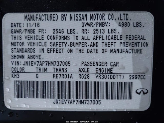 Infiniti Q50 3.0t Premium 2017 JN1EV7AP7HM737005 Image 9