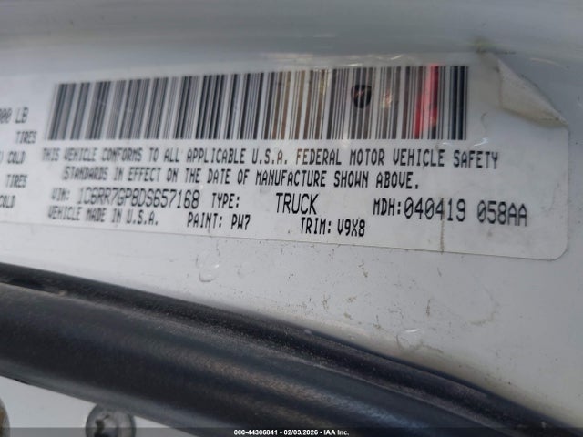 Продажа на аукционе авто 2013 Ram 1500 Slt, vin: 1C6RR7GP8DS657168, номер лота: 44306841