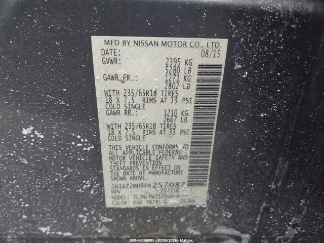 5N1AZ2MH9FN257087 Nissan MURANO S