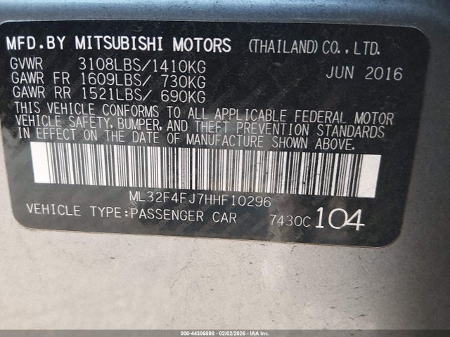 Mitsubishi Mirage G4 Se 2017 ML32F4FJ7HHF10296 Image 9