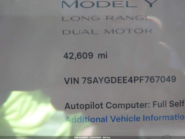 Aukcja sprzedaży 2023 Tesla Model Y Awd/long Range Dual Motor All-wheel Drive, vin: 7SAYGDEE4PF767049, numer aukcji: 44306937