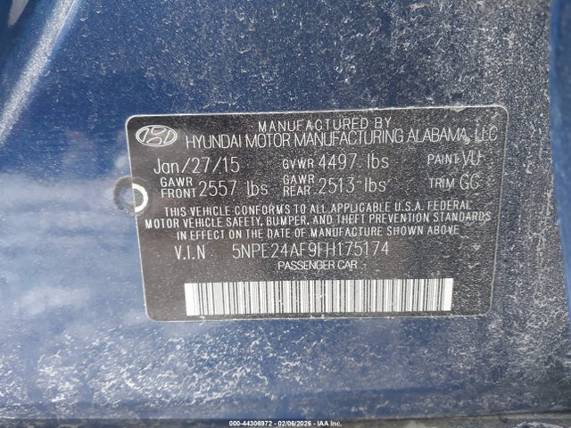 2015 HYUNDAI SONATA 5NPE24AF9FH175174 Photo 8