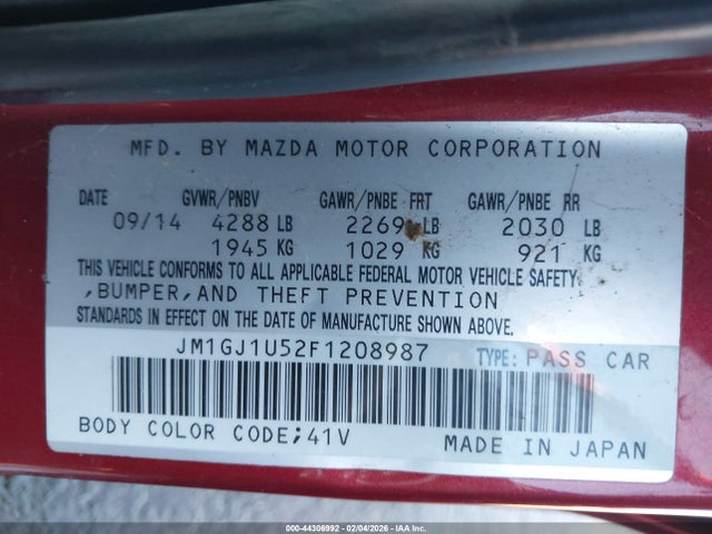JM1GJ1U52F1208987 Mazda Mazda6 I Sport