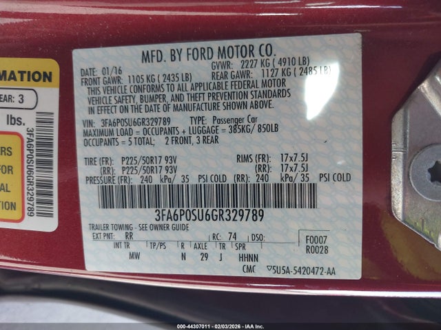 Ford Fusion Energi Titanium 2016 3FA6P0SU6GR329789 Image 9