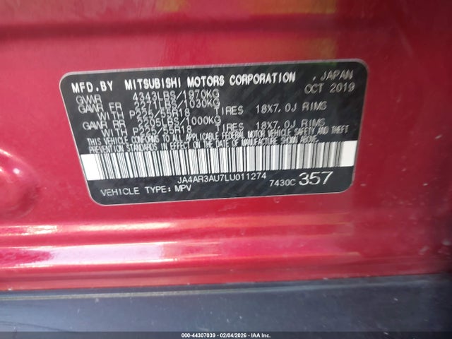 2020 MITSUBISHI OUTLANDER SPORT JA4AR3AU7LU011274 Photo 8